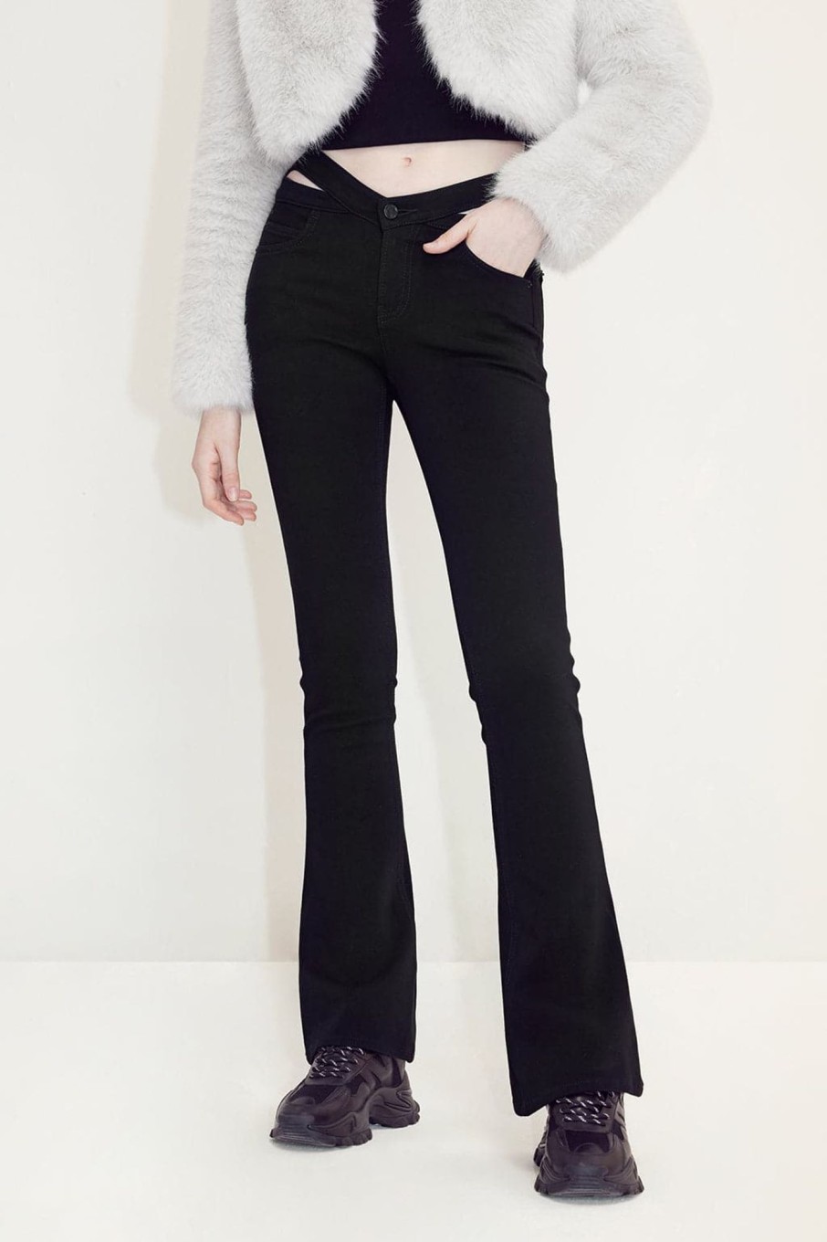 MISS SIXTY Flare | Low Rise Stretch Thermal Flared Jeans Black