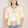 MISS SIXTY Jackets & Outerwears | Round Neck Cropped Woolen Jacket Yellow