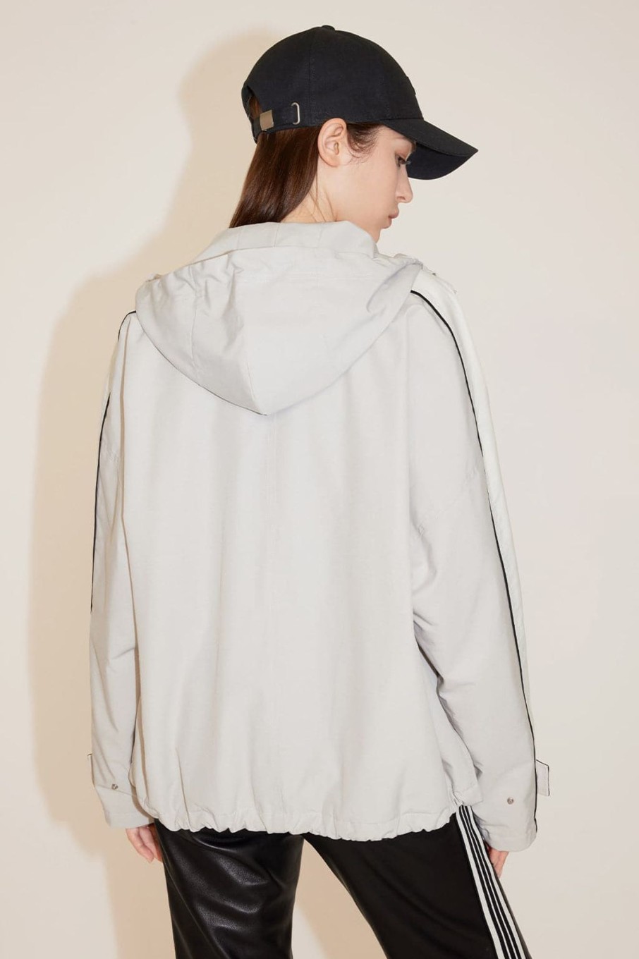 MISS SIXTY Jackets & Outerwears | Relaxed Loose Fit Hooded Jacket Light Grey