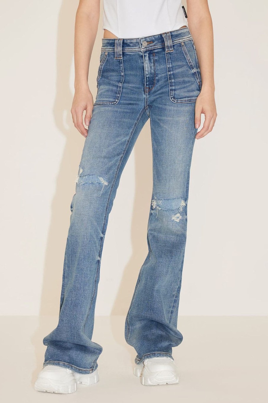 MISS SIXTY Flare | Vintage Distressed Bootcut Jeans Dark Blue