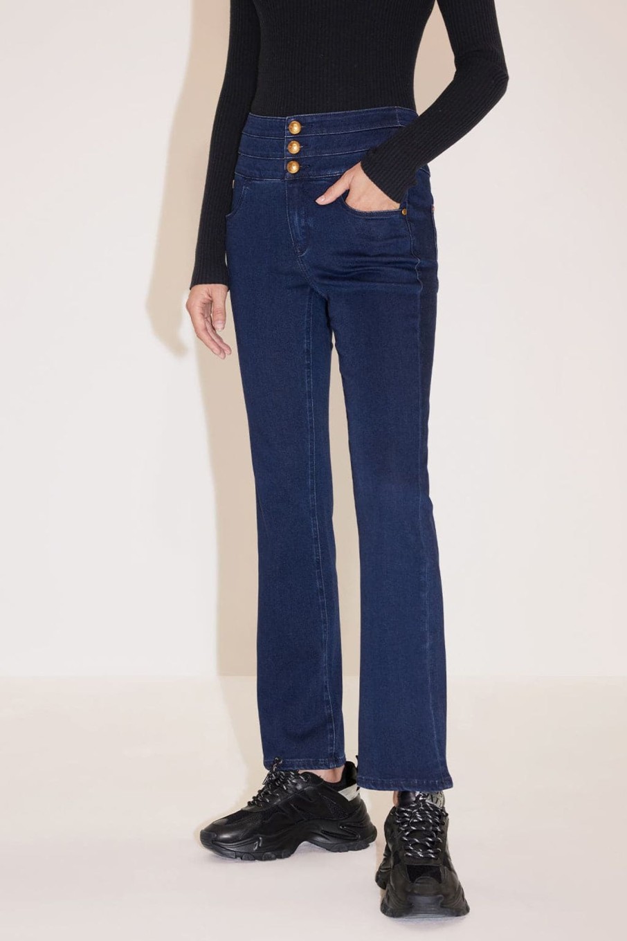 MISS SIXTY Flare | High Rise Flared Cropped Jeans Dark Blue