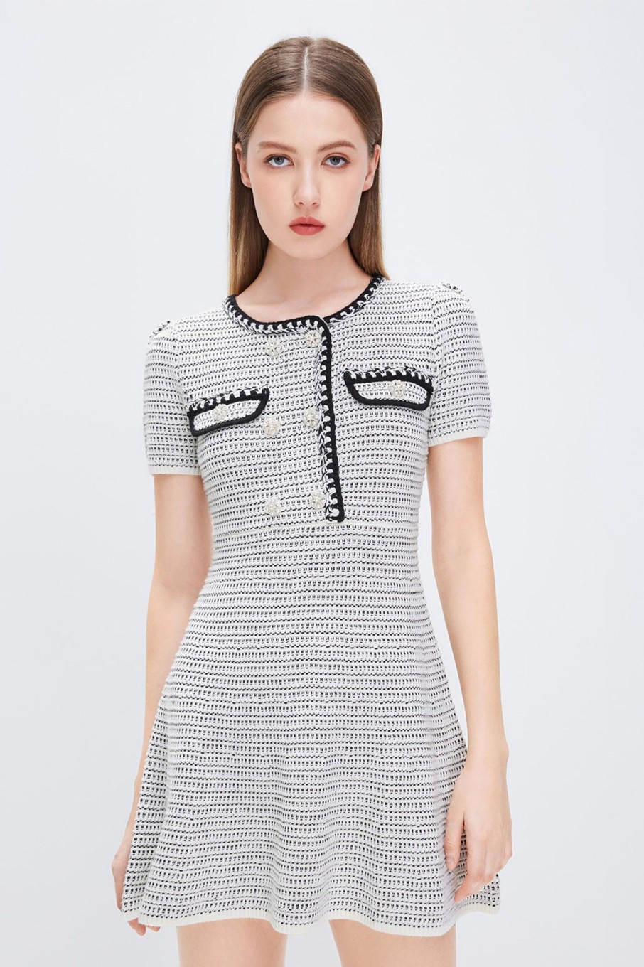 MISS SIXTY Dresses | Black U0026 White Color-Blocking Knit Dress Black/White