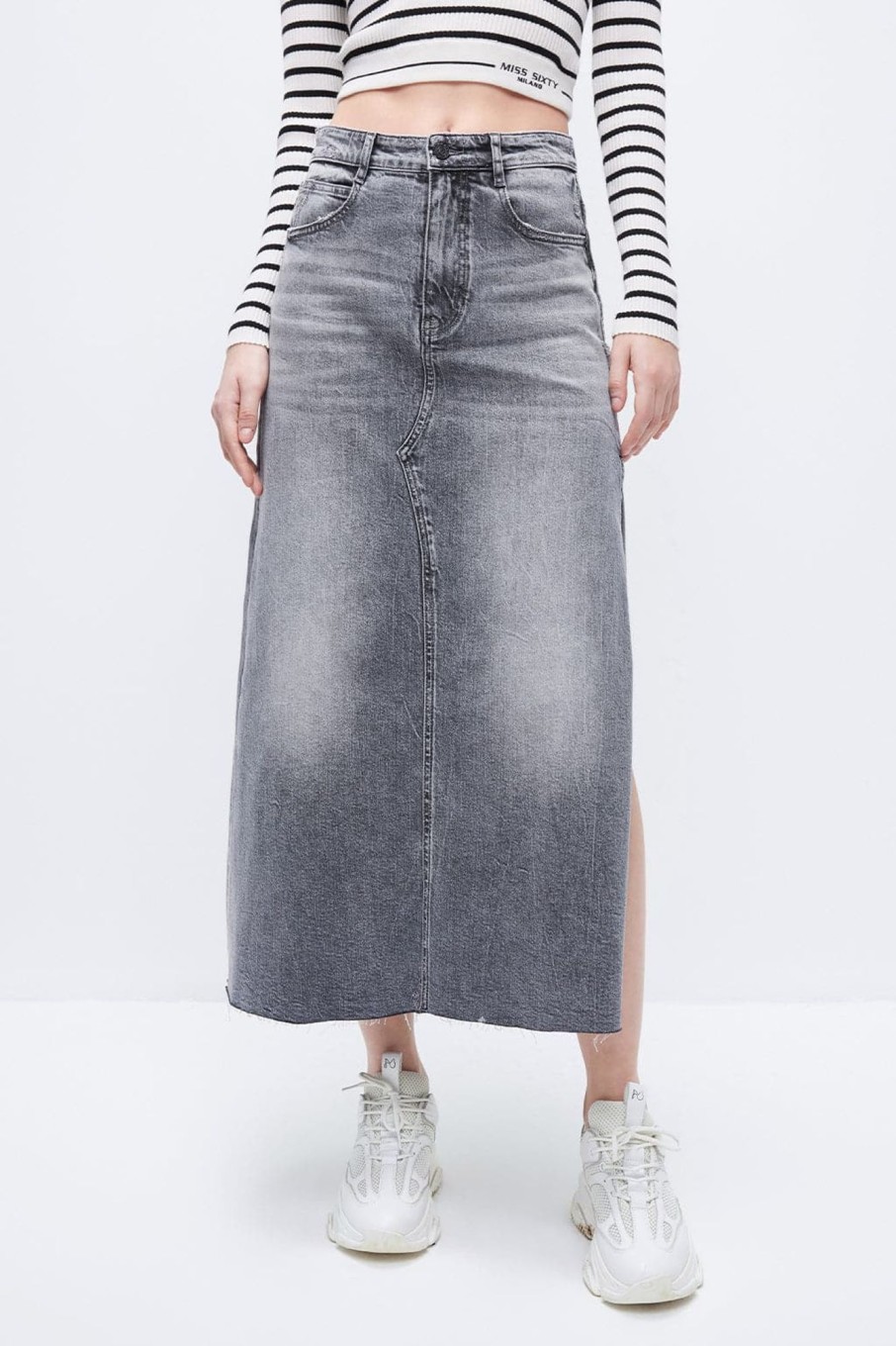 MISS SIXTY Skirts | Vintage Slit Denim Dress Black Fog