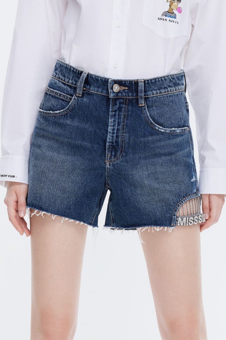 MISS SIXTY Shorts | Nft Capsule Hollow Design Denim Shorts Deep Blue