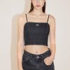 MISS SIXTY Tops | Retro Denim Top With Detachable Straps Black Fog