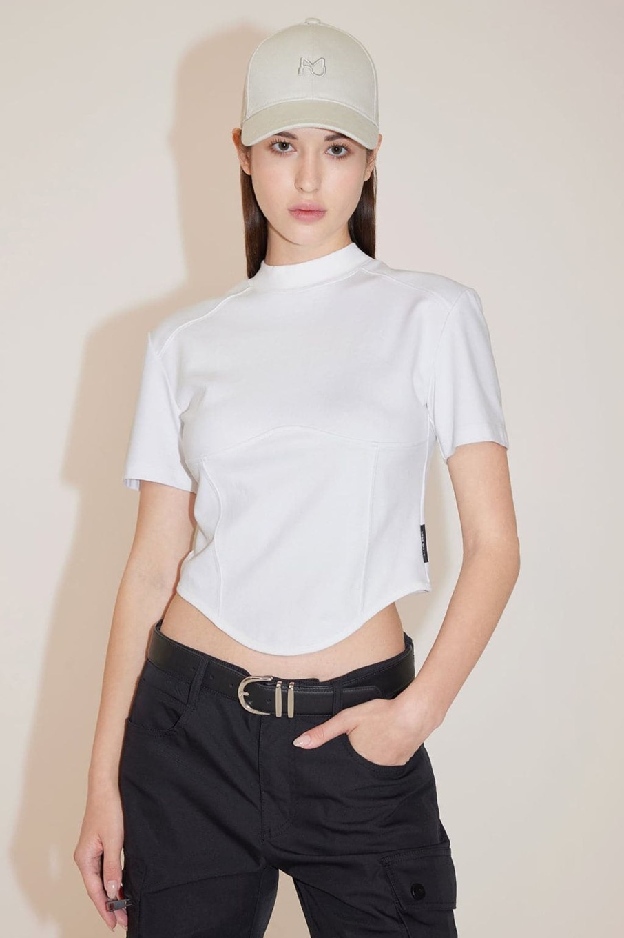 MISS SIXTY Tops | Round Mock Turtleneck Slim Fit T-Shirt