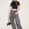 MISS SIXTY Wide Leg | Vintage Loose Fit Jeans With Waist Chain Black Fog