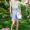 MISS SIXTY Shorts | Embroidery Denim Shorts With Pearl Bag Light Blue