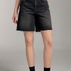 MISS SIXTY Shorts | Black High-Waist Ripped Denim Shorts Black Fog