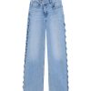 MISS SIXTY Wide Leg | Bella Hadid Style Hollow Out High Waist Wide Leg Jeans With Pearls Light Blue