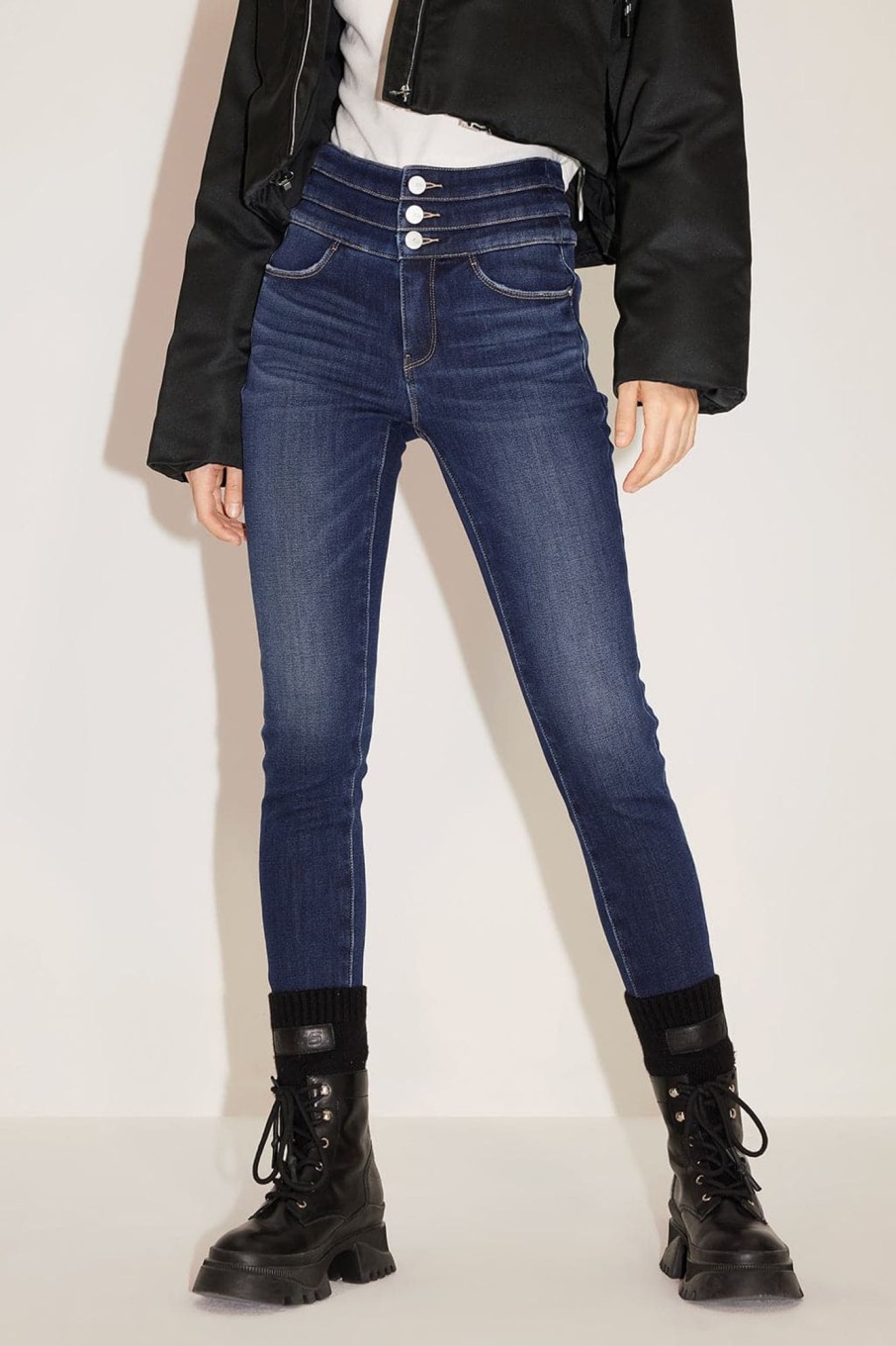 MISS SIXTY High Waist | Dark Blue High Waist Fleece Thermal Jeans Deep Blue