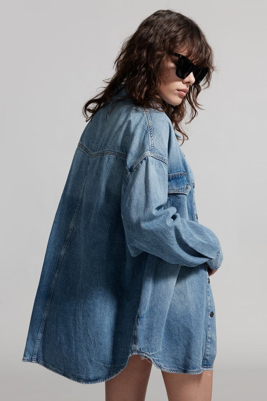 MISS SIXTY Tops | Vintage Single Breasted Denim Shirt Middle Blue