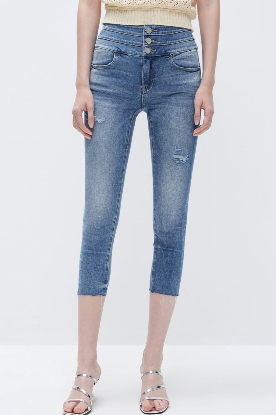 MISS SIXTY High Waist | High Waist Ripped Jeans With Silk Light Blue