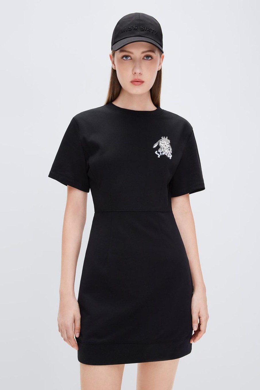 MISS SIXTY Dresses | Crew Neck Cartoon Embroidered Dress