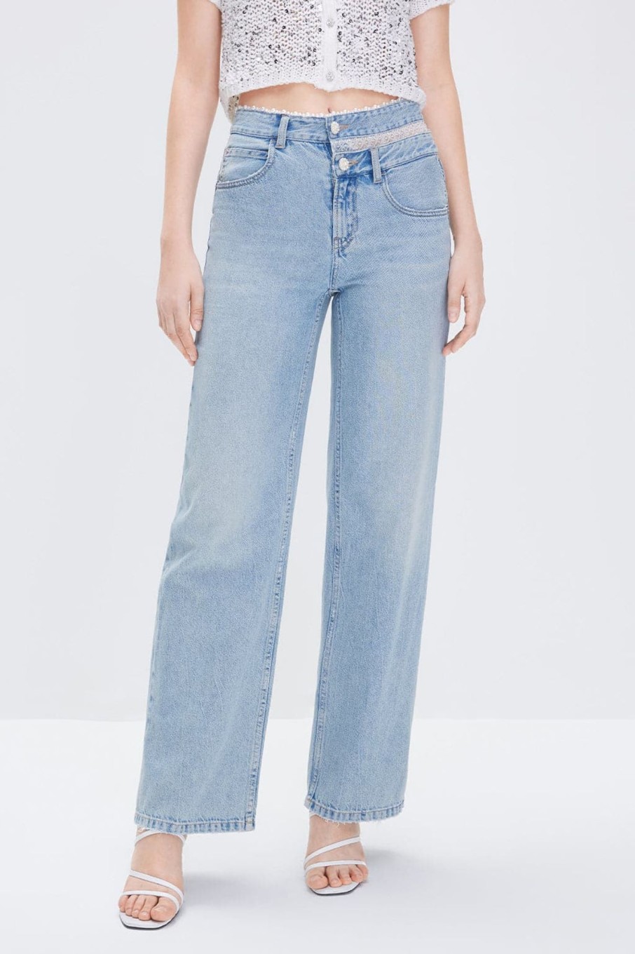 MISS SIXTY Straight | Baggy Stylish Denim Jeans With Acid Wash Light Blue