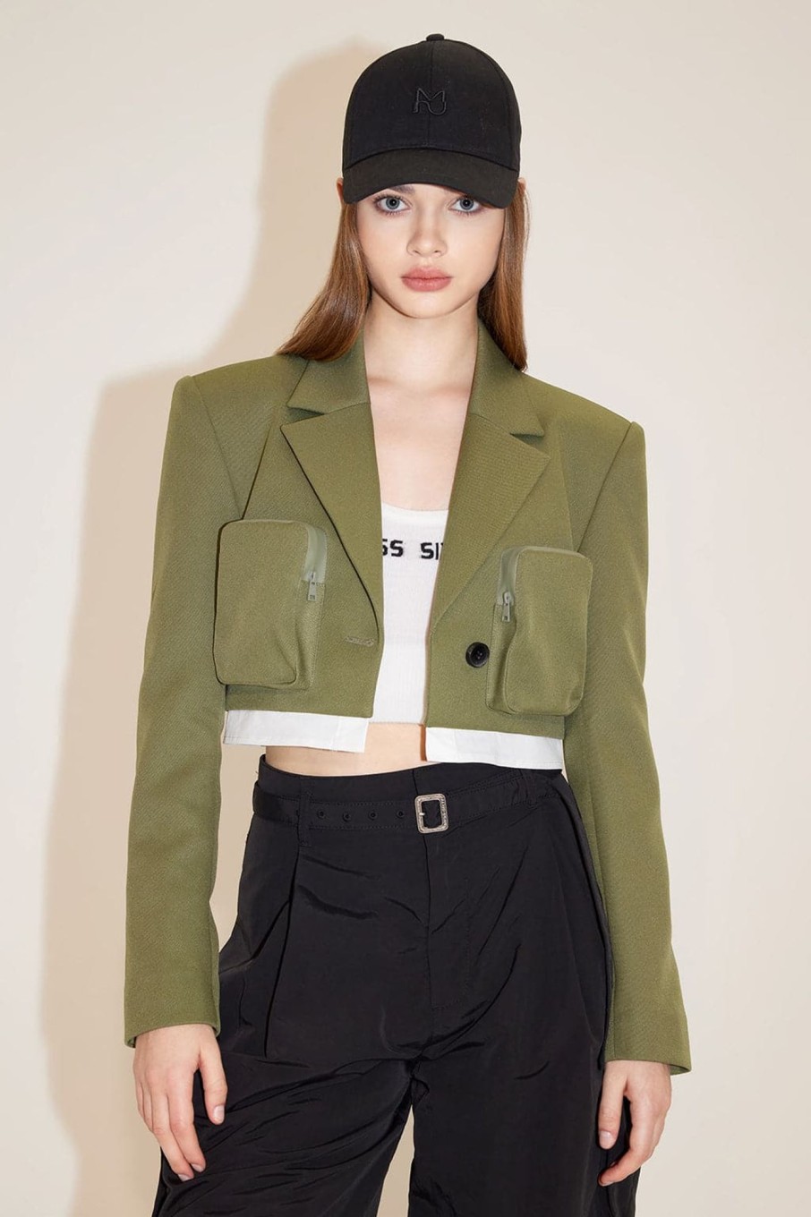 MISS SIXTY Jackets & Outerwears | Elegance Cropped Jacket With Shoulder Pads