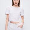 MISS SIXTY Tops | Floral Denim Shirt With Sequined And Beaded Embellishment White