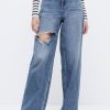 MISS SIXTY Straight | Baggy Light Blue Ripped Wide Leg Jeans Middle Blue