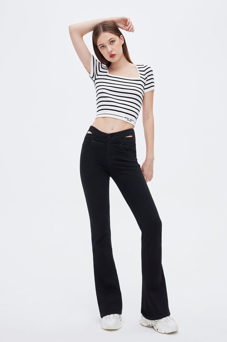 MISS SIXTY Flare | Butterfly Shape Hollow Waist Flared Jeans Black