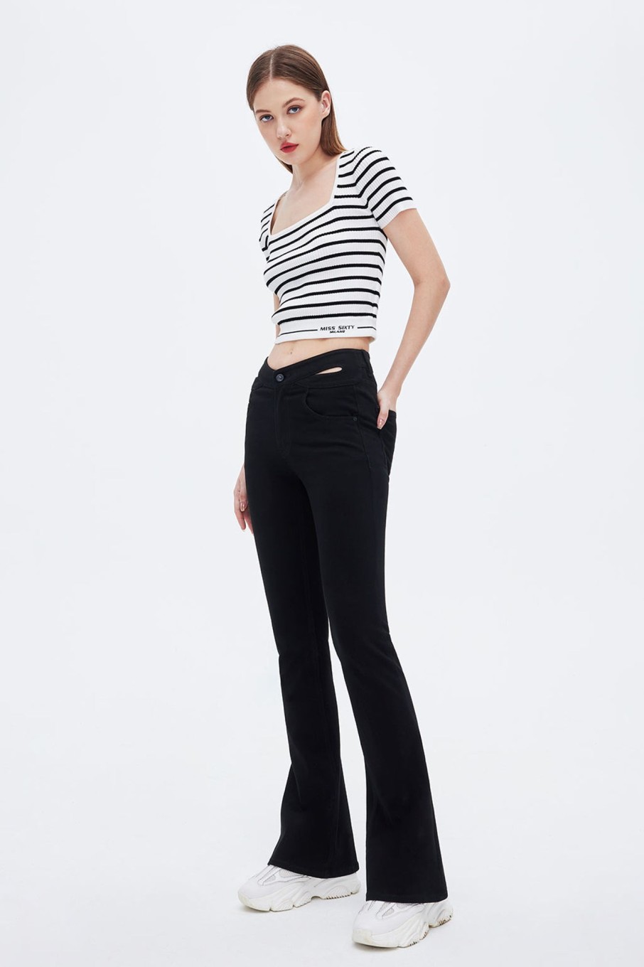 MISS SIXTY Flare | Butterfly Shape Hollow Waist Flared Jeans Black