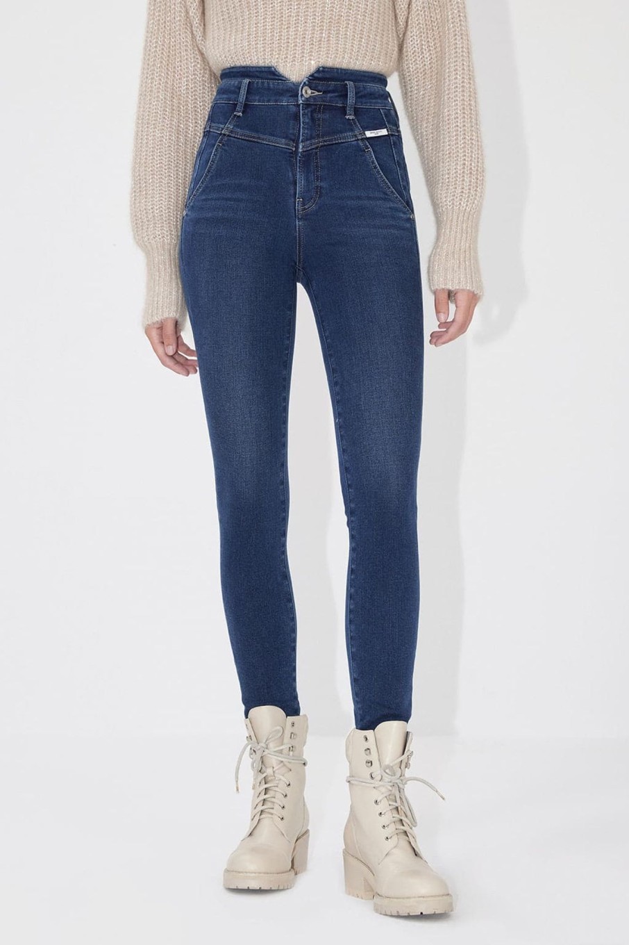 MISS SIXTY High Waist | V Shape High Waist Cashmere Blend Jeans Middle Blue