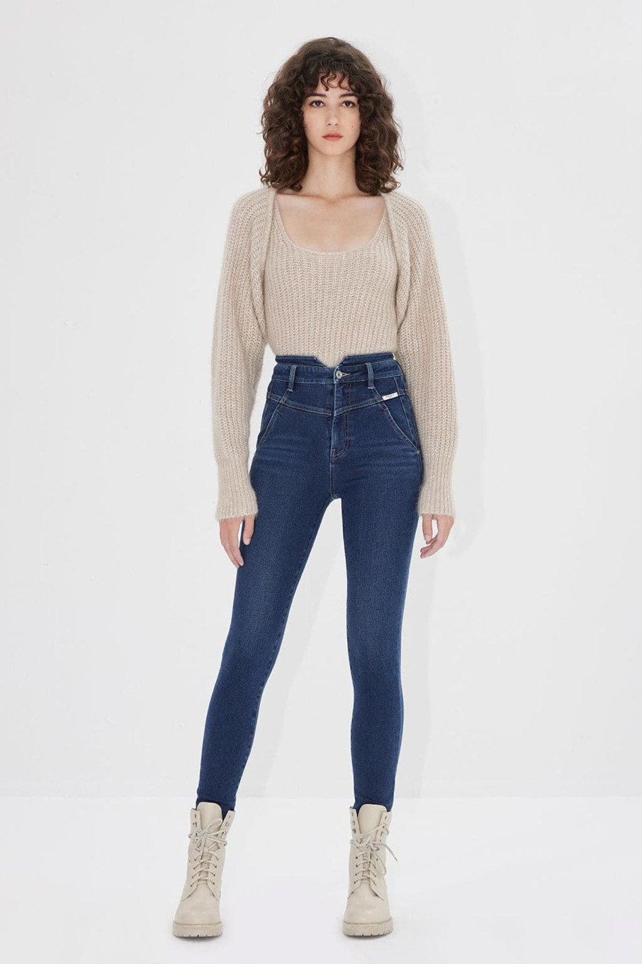 MISS SIXTY High Waist | V Shape High Waist Cashmere Blend Jeans Middle Blue