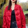 MISS SIXTY Jackets & Outerwears | Forbidden City Culture Development Silk-Blend Jacquard Jacket With Embellishment Bright Red