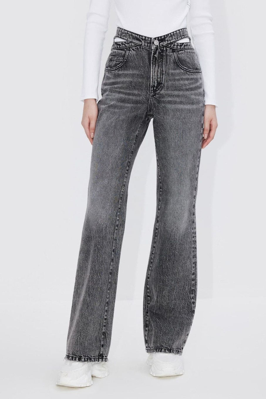 MISS SIXTY Flare | Flared Jeans With Cut Out Waistband Black Fog