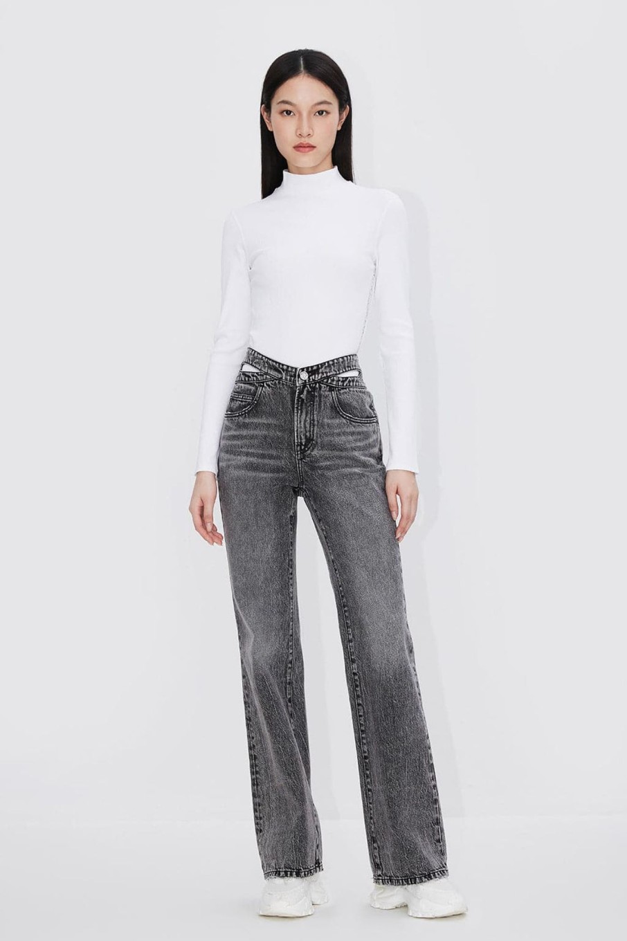 MISS SIXTY Flare | Flared Jeans With Cut Out Waistband Black Fog