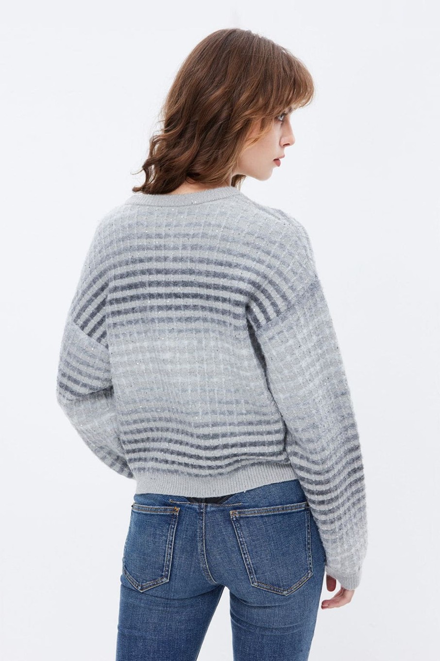 MISS SIXTY Sweaters | Round Neck Slimming Gradient Mohair Knit Sweater Grey