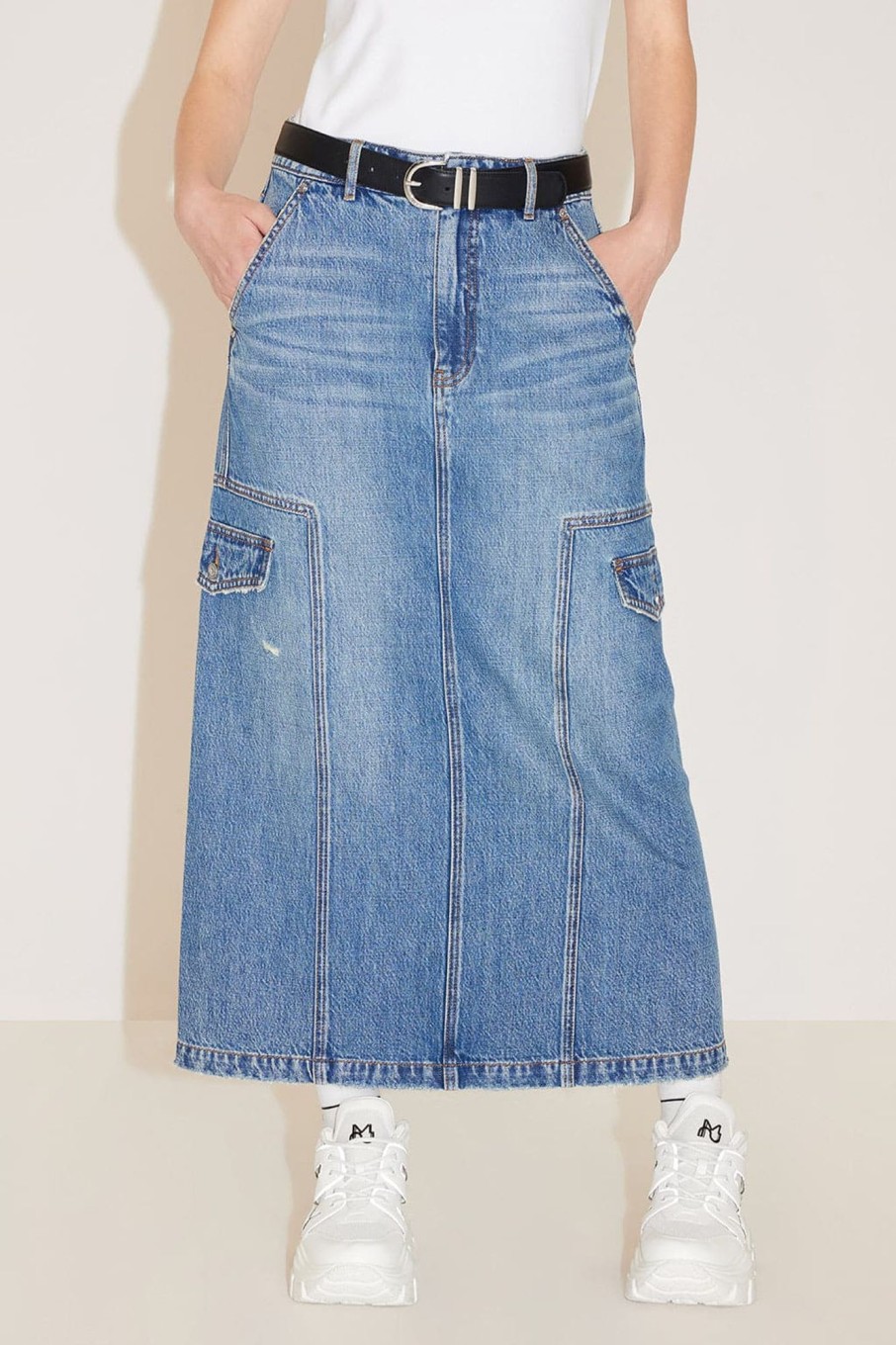 MISS SIXTY Skirts | Vintage Cargo Style Slited Denim Skirt Middle Blue