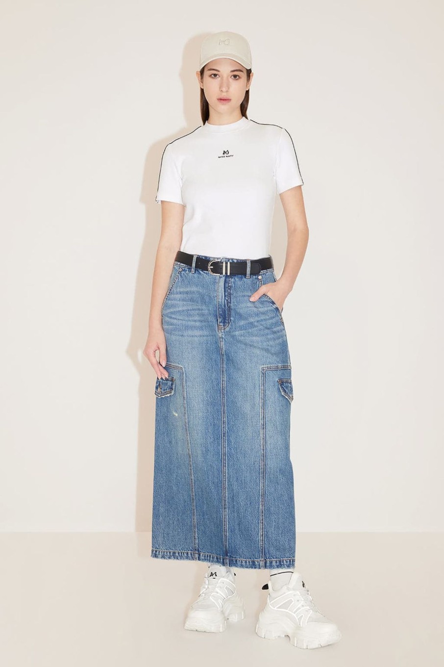 MISS SIXTY Skirts | Vintage Cargo Style Slited Denim Skirt Middle Blue