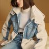 MISS SIXTY Jackets & Outerwears | Detachable Hood Denim Panel Jacket Off White