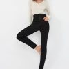 MISS SIXTY High Waist | Four Buttons High-Waisted Fleece-Lined Skinny Jeans Black