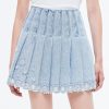 MISS SIXTY Shorts | Denim Pleated Culottes With Flower Edge Light Blue