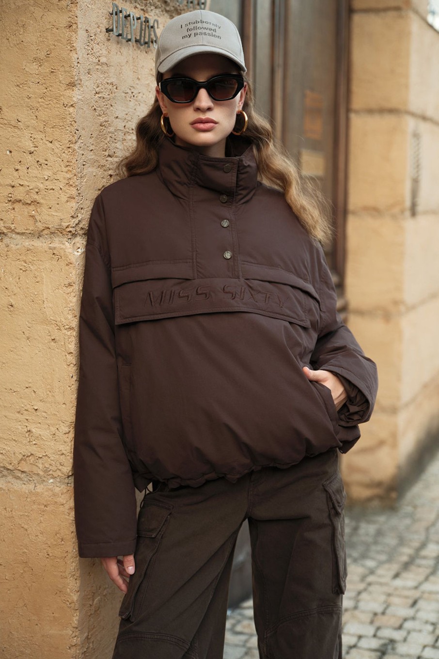 MISS SIXTY Jackets & Outerwears | Vintage Brown Colour Pullover Puffer Jacket Fuscous Brown