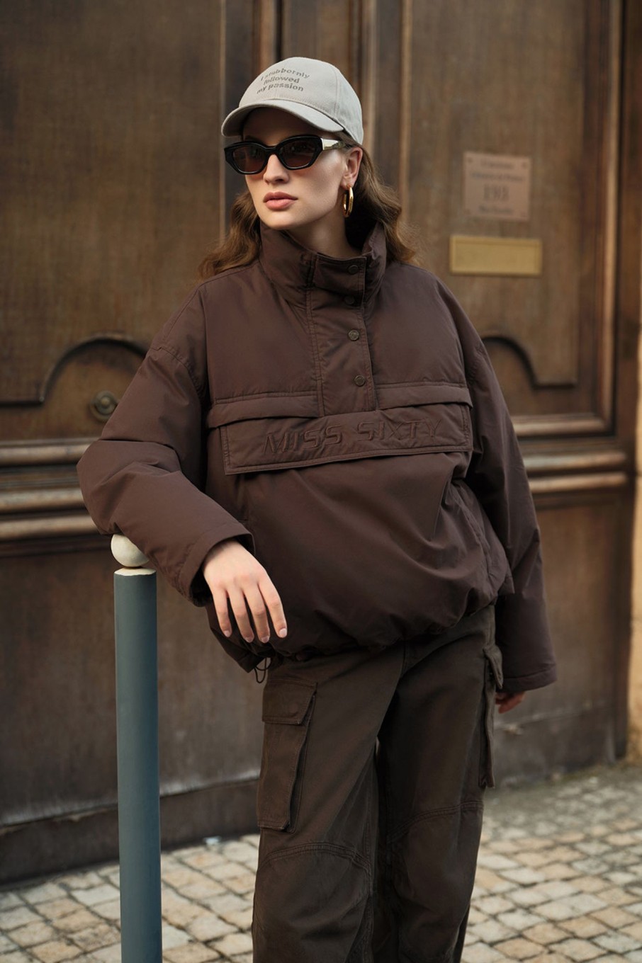 MISS SIXTY Jackets & Outerwears | Vintage Brown Colour Pullover Puffer Jacket Fuscous Brown