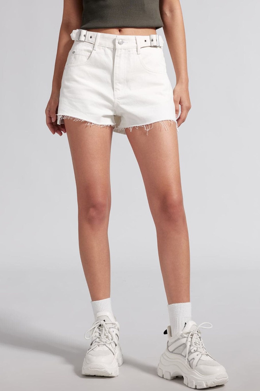 MISS SIXTY Shorts | Denim Shorts With Cut Out Waist Design White