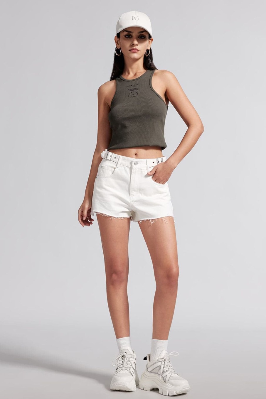 MISS SIXTY Shorts | Denim Shorts With Cut Out Waist Design White