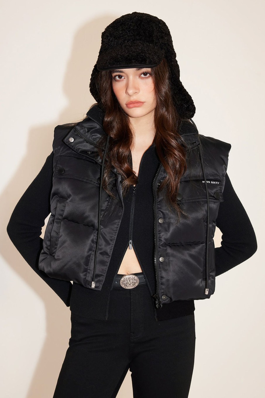 MISS SIXTY Jackets & Outerwears | Stand Collar Cropped Down Jacket Black