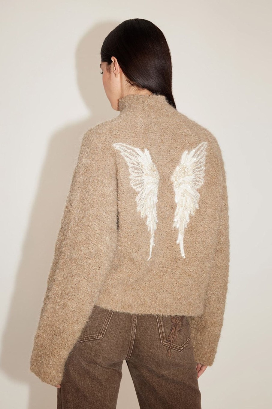 MISS SIXTY Fall-Winter | Angel Collection Embroidered Turtleneck Sweater Camel