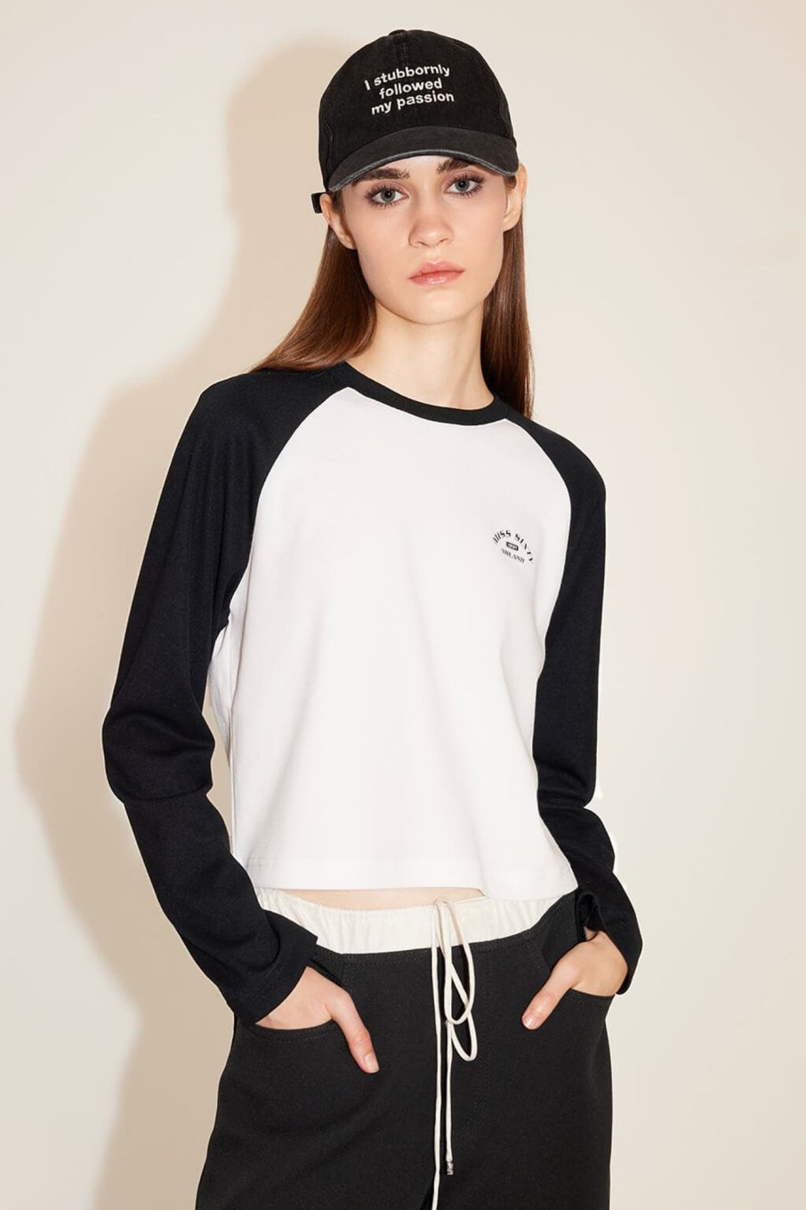 MISS SIXTY Tops | Black And White Contrasting Printed Round Neck Long Sleeved Sweatshirt White/Black