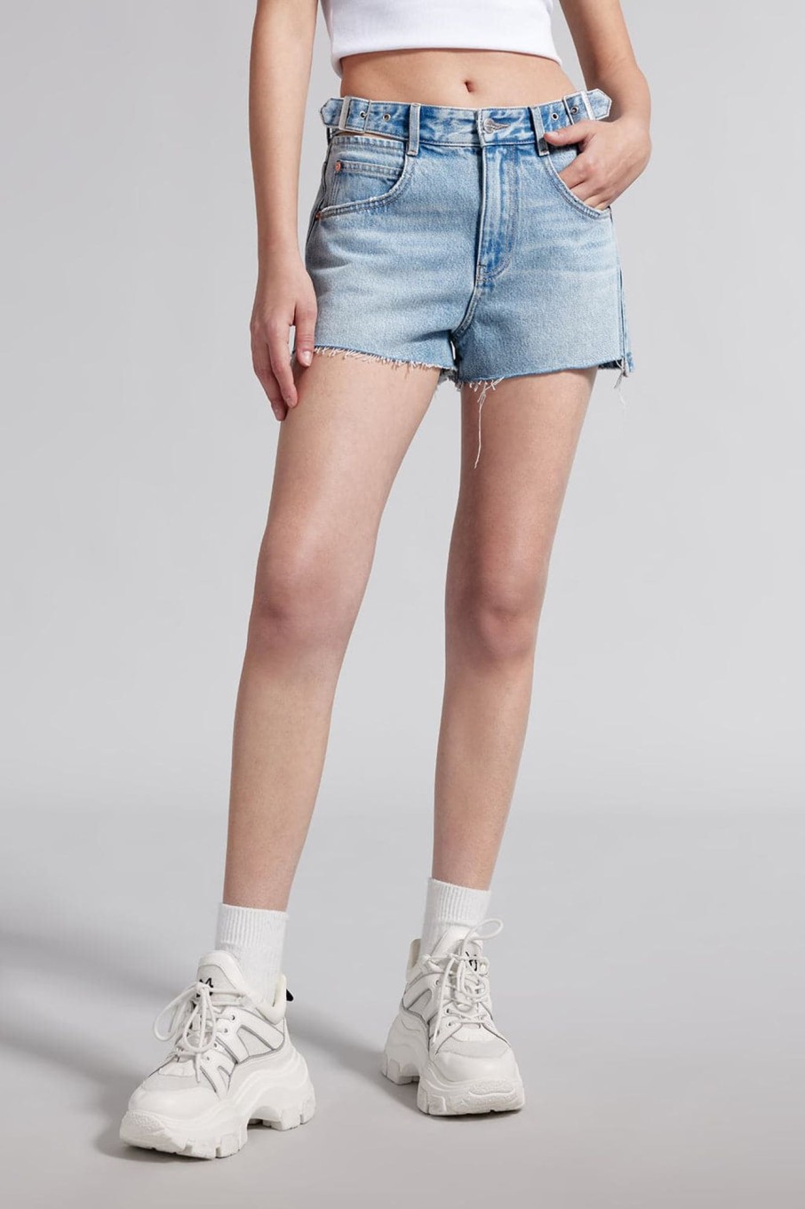 MISS SIXTY Shorts | Denim Shorts With Cut Out Waist Design Light Blue