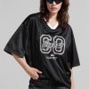 MISS SIXTY Tops | V-Neck Printed Sporty T-Shirt Black