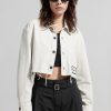 MISS SIXTY Tops | Cropped Lapel White Denim Shirt Grayish-White