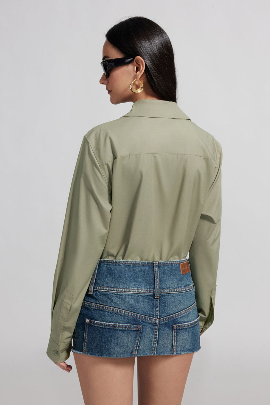 MISS SIXTY Tops | Casual Fit Shirt With Embroidered Green Grey