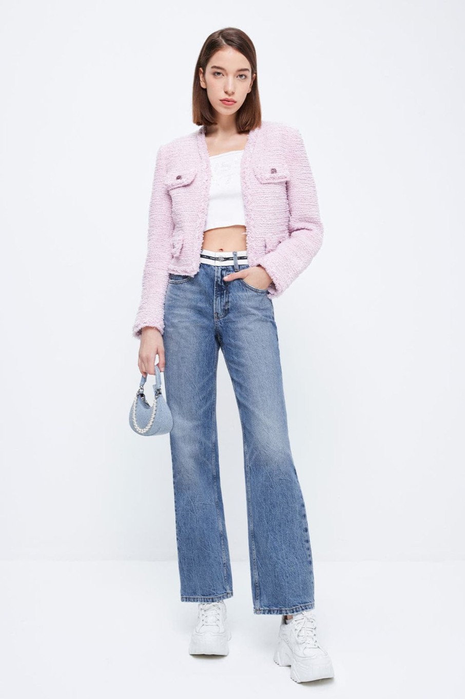 MISS SIXTY Straight | High Waist Straight Fit Jeans With Patchwork Middle Blue