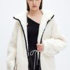 MISS SIXTY Jackets & Outerwears | Sporty Hooded Faux Fur Jacket (Eco-Friendly) Off White