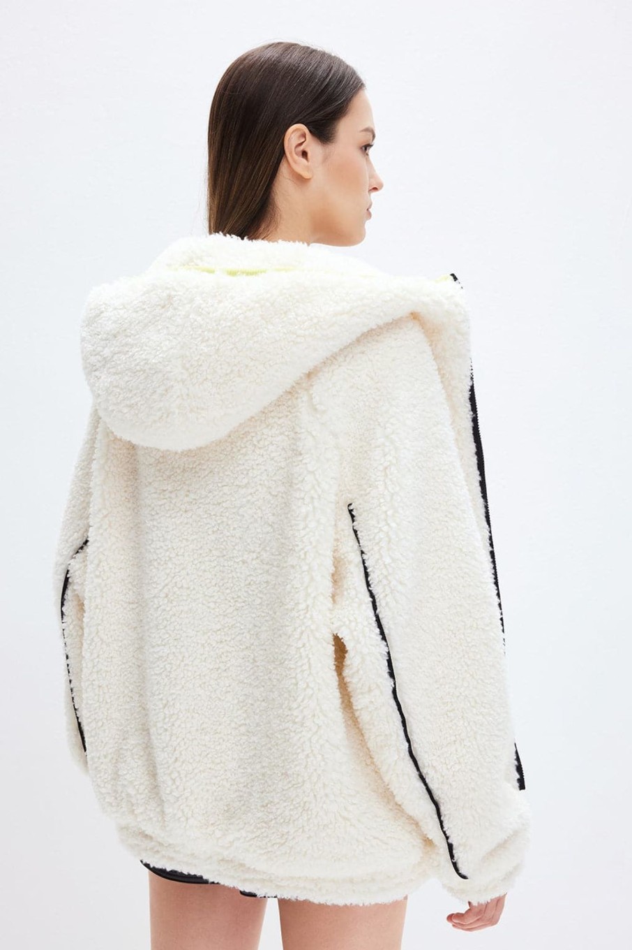 MISS SIXTY Jackets & Outerwears | Sporty Hooded Faux Fur Jacket (Eco-Friendly) Off White