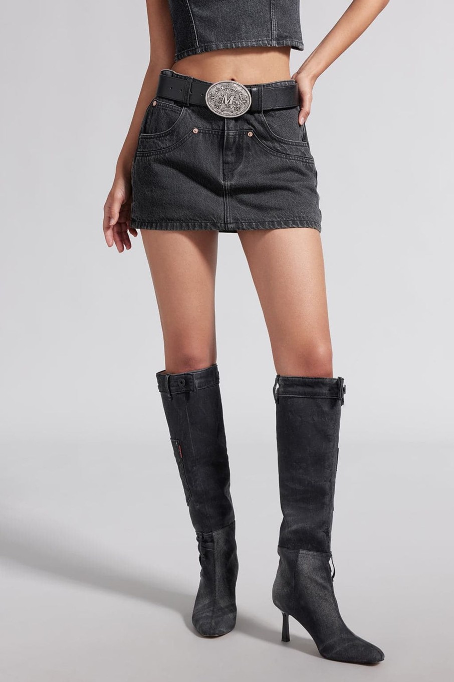 MISS SIXTY Shorts | Stylish Patchwork Denim Shorts Black Fog